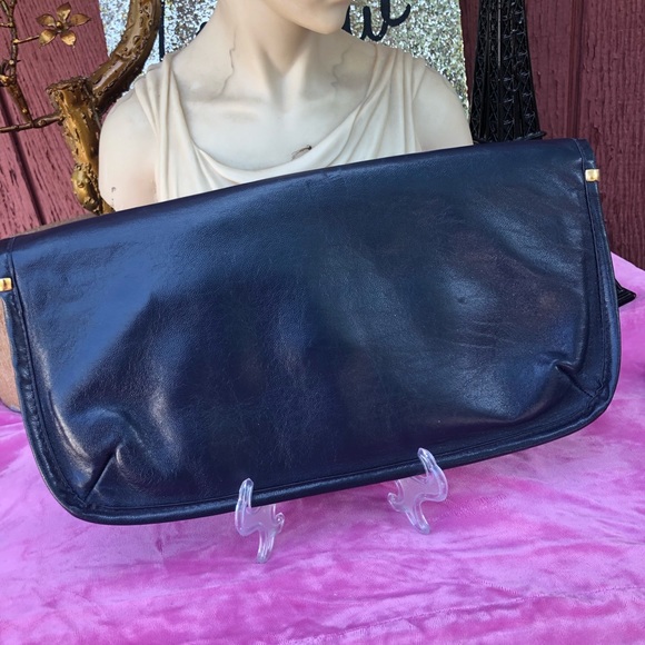 VinTage Jane Shilton Blue Leather clutch shoulder - Picture 4 of 8